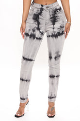 A Night Out Tie Dye Skinny Jeans - Grey